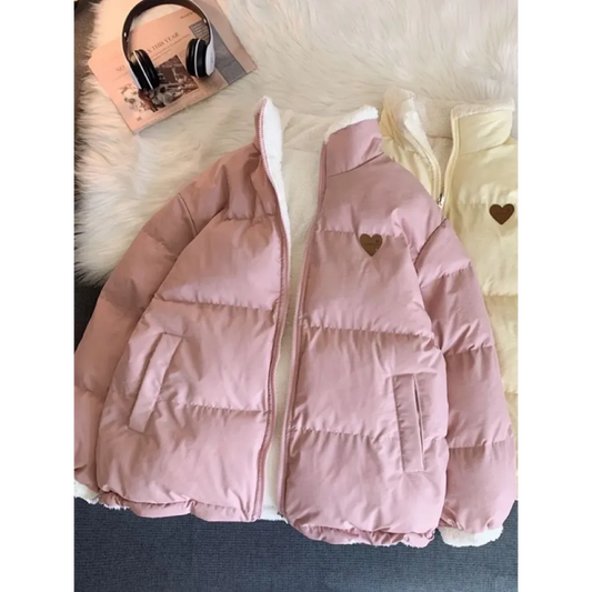 Kawaii Double Sided Love Bear Winter Puffer Jacket