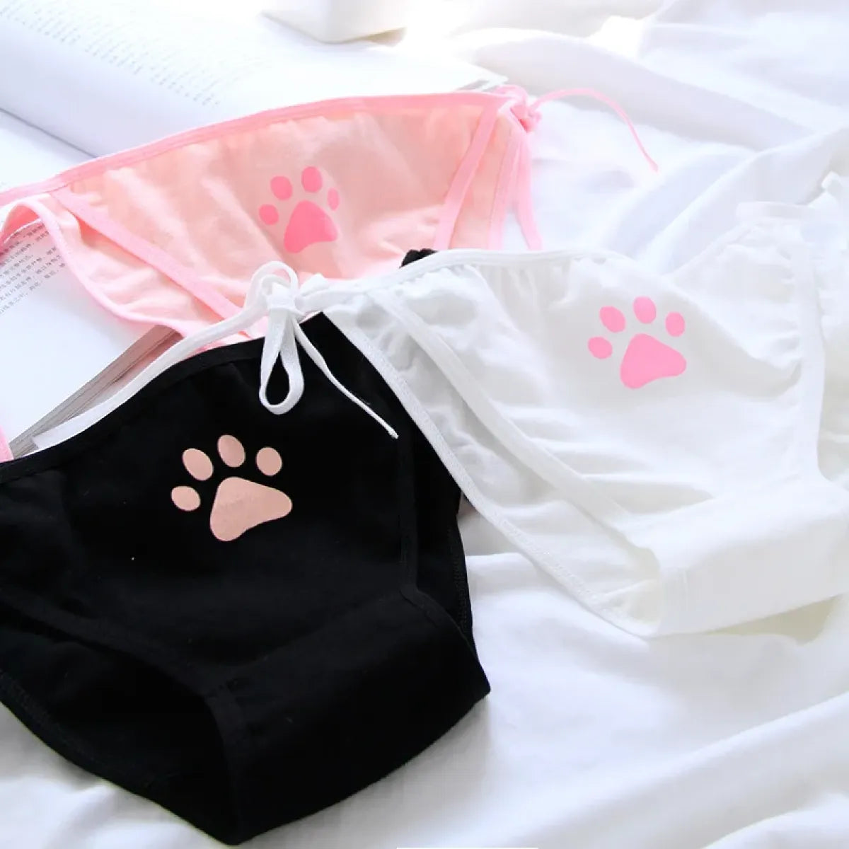 Cat Paw Tie-Side Cotton Panties – Kawaii Lolita Lingerie