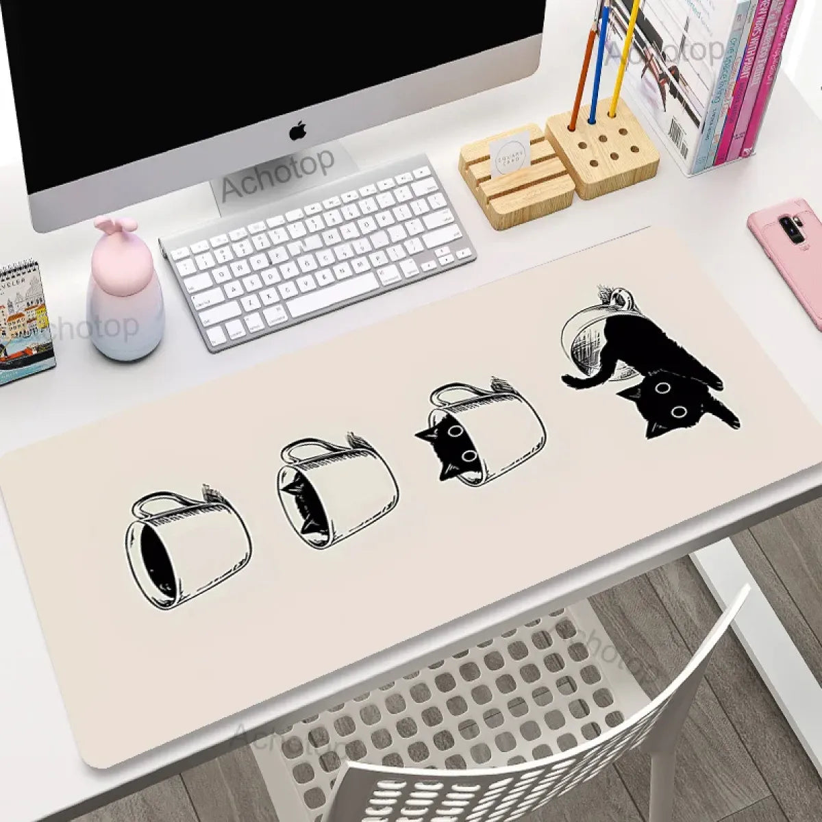 Kawaii Office Desk Mat - Adorned with Cute Cat Designs