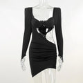 Hollow Out Full Sleeve Mini Dress