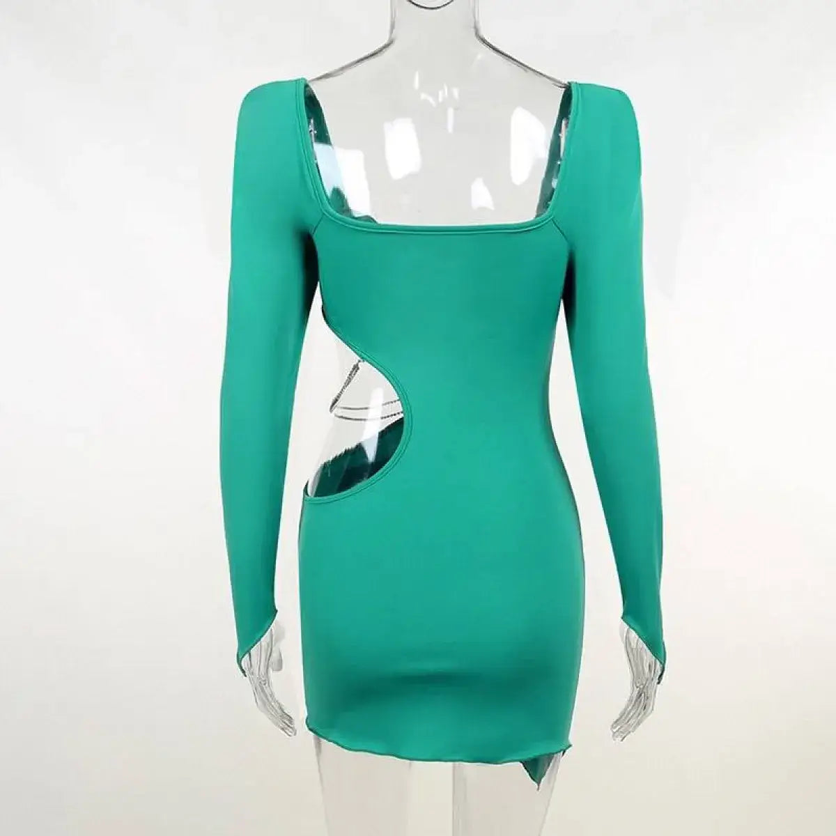 Hollow Out Full Sleeve Mini Dress