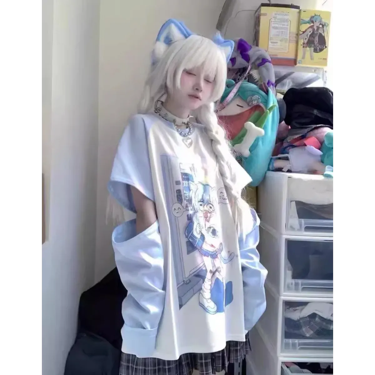 Kawaii Y2K Harajuku Top – Detachable Sleeve Anime Tee