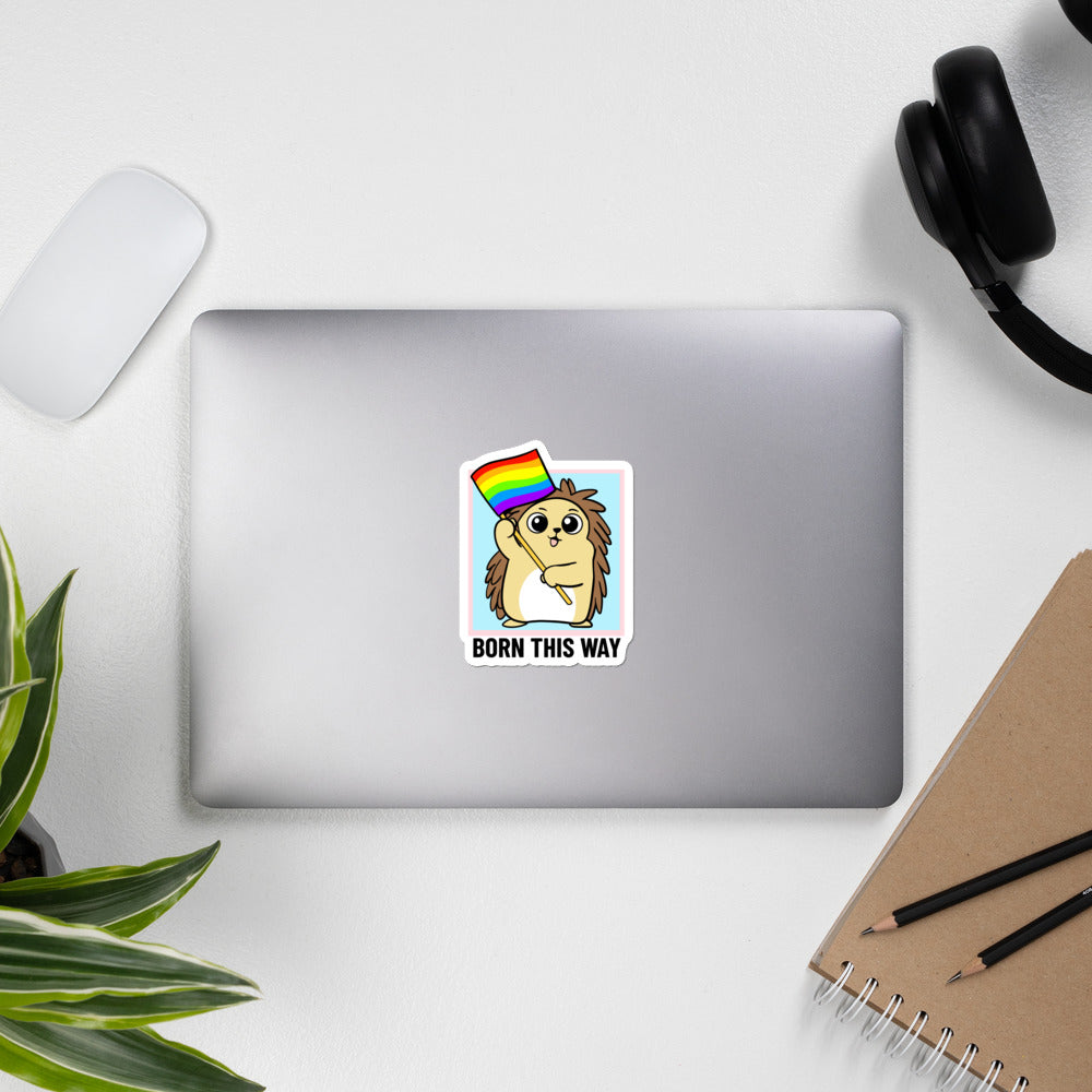 Born this Way LGBT Pride Cartoon Porcupine Bubble-free stickers
