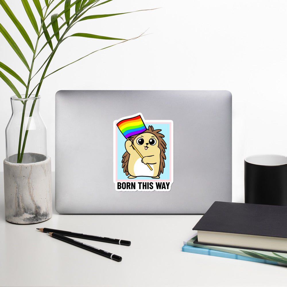 Born this Way LGBT Pride Cartoon Porcupine Bubble-free stickers
