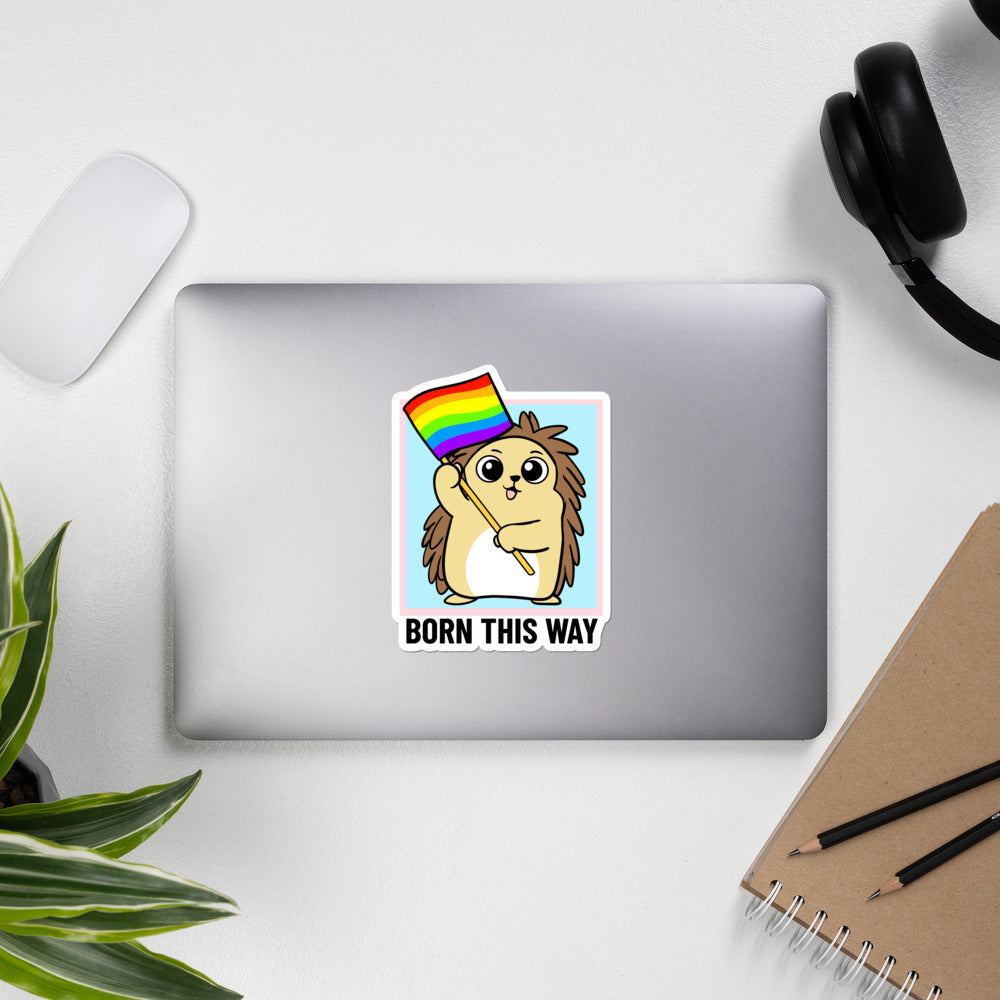 Born this Way LGBT Pride Cartoon Porcupine Bubble-free stickers