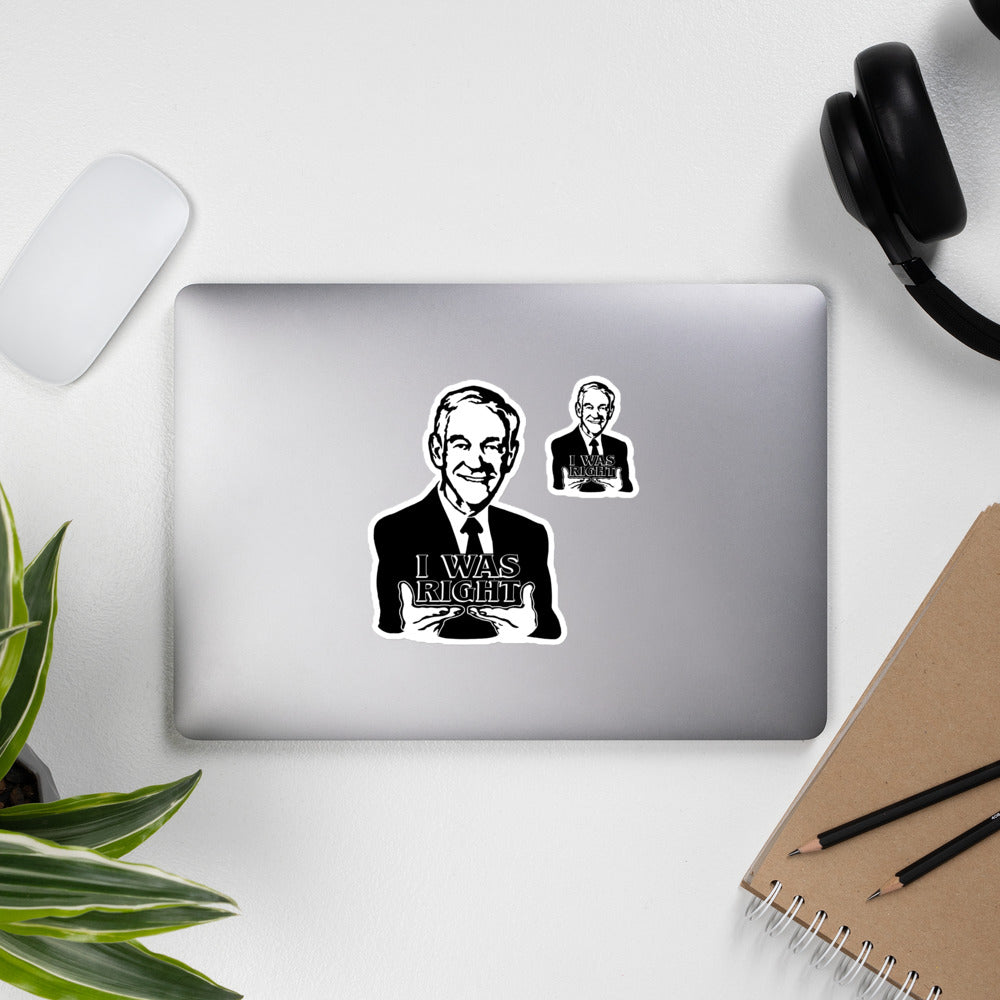 Ron Paul - I was Right Bubble-free stickers