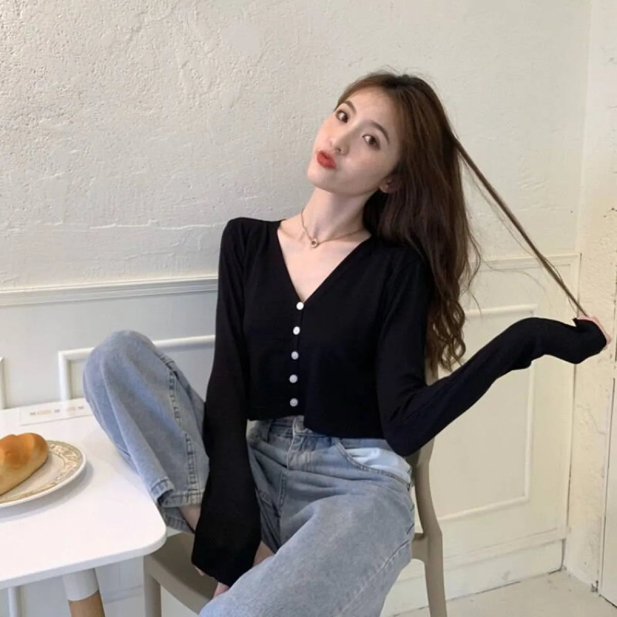 Women's Knitted Cropped Cardigan