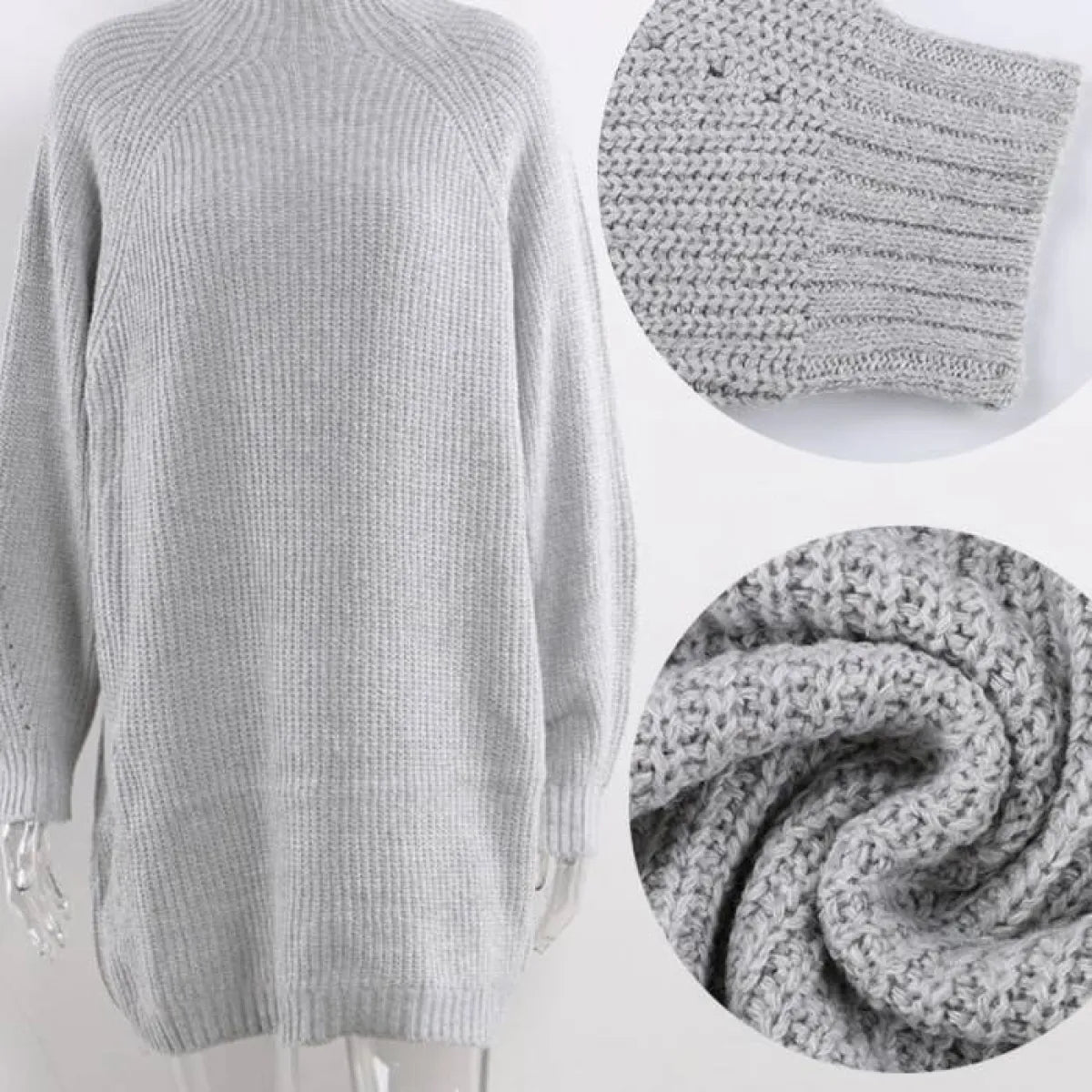 V Neck Ruffle Knitted Sweater Dress