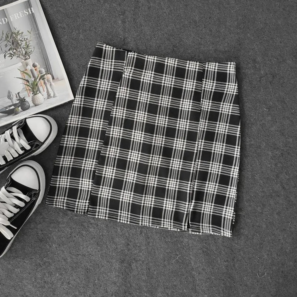 Korean Colored Plaid Skirt