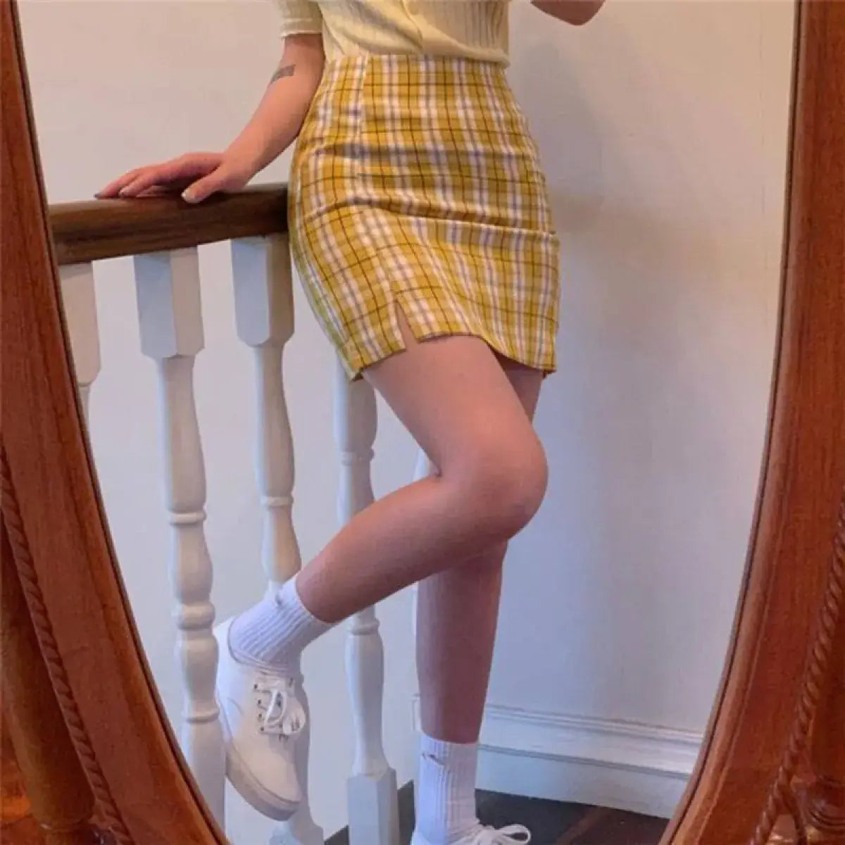 Korean Colored Plaid Skirt