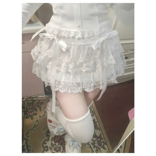 Lace Tiered Mini Skirt – Kawaii Sweet Lolita High Waist