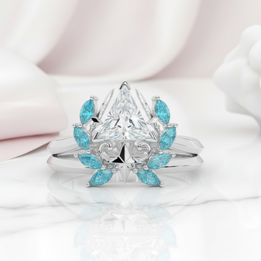 Light Mage Ring Set- 14k Rose Gold Video Game Inspired Rings