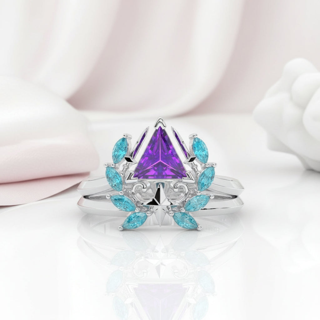 Light Mage Ring Set- 14k Rose Gold Video Game Inspired Rings