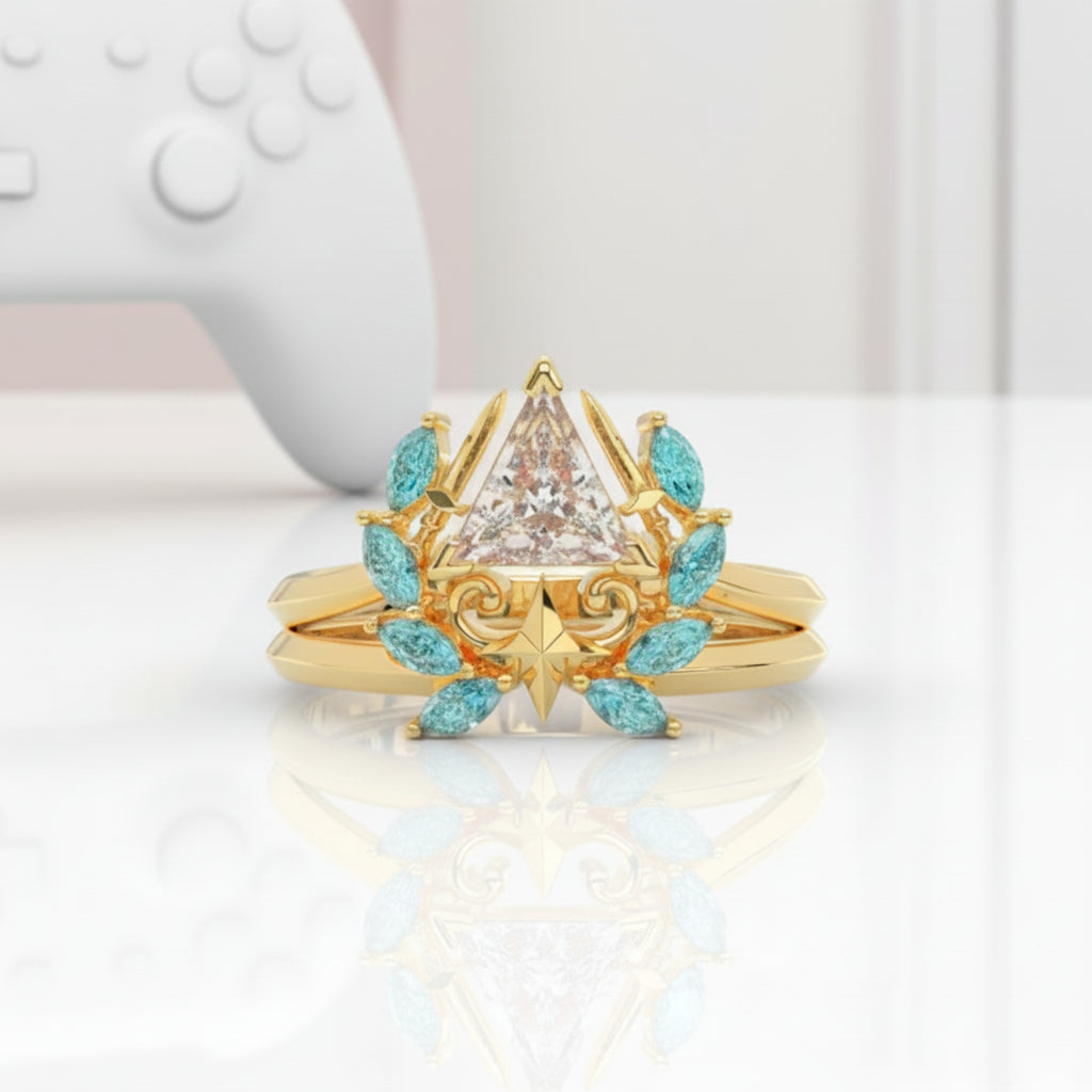 Light Mage Ring Set- 14k Rose Gold Video Game Inspired Rings