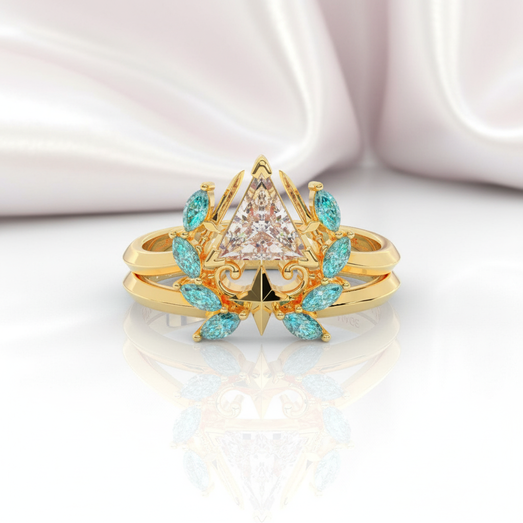 Light Mage Ring Set- 14k Rose Gold Video Game Inspired Rings