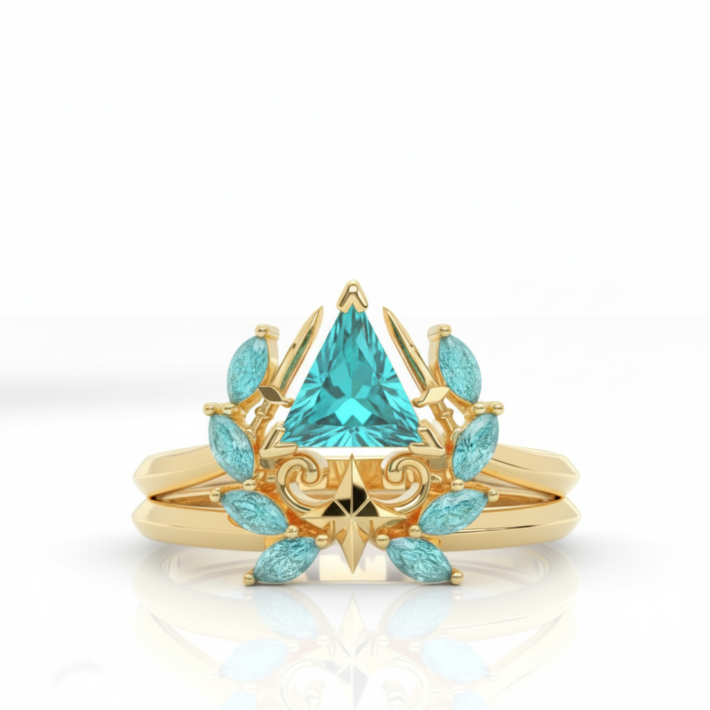 Light Mage Ring Set- 14k Rose Gold Video Game Inspired Rings