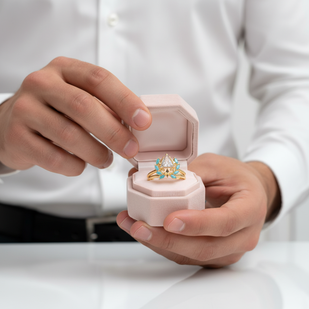 Light Mage Ring Set- 14k Rose Gold Video Game Inspired Rings