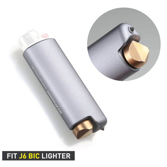 Stinger BIC Lighter Case w/ Car Emergency Window Breaker, Fidget Spinner End Cap, for BIC Full Size Lighter Type J6