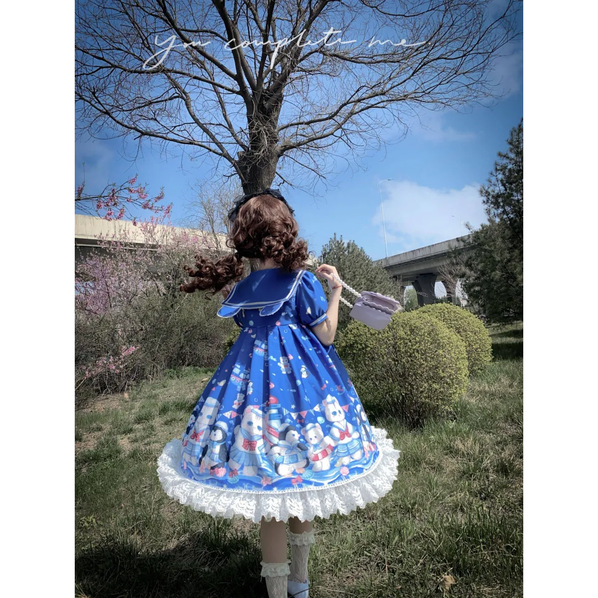 Lolita Dress With Cute Cat and Penguin Print