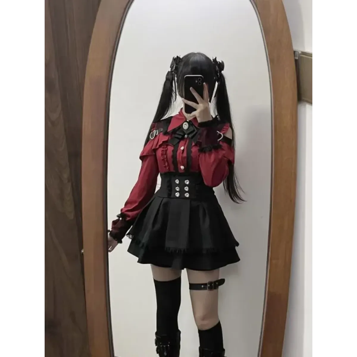 Lolita Harajuku Set – Lace Blouse & High Waist Skirt