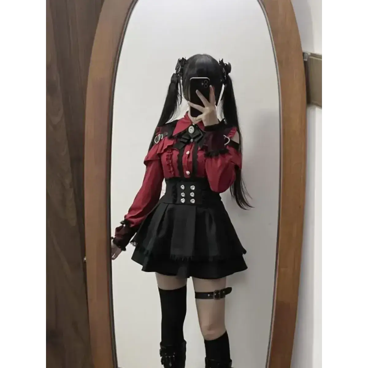 Lolita Harajuku Set – Lace Blouse & High Waist Skirt