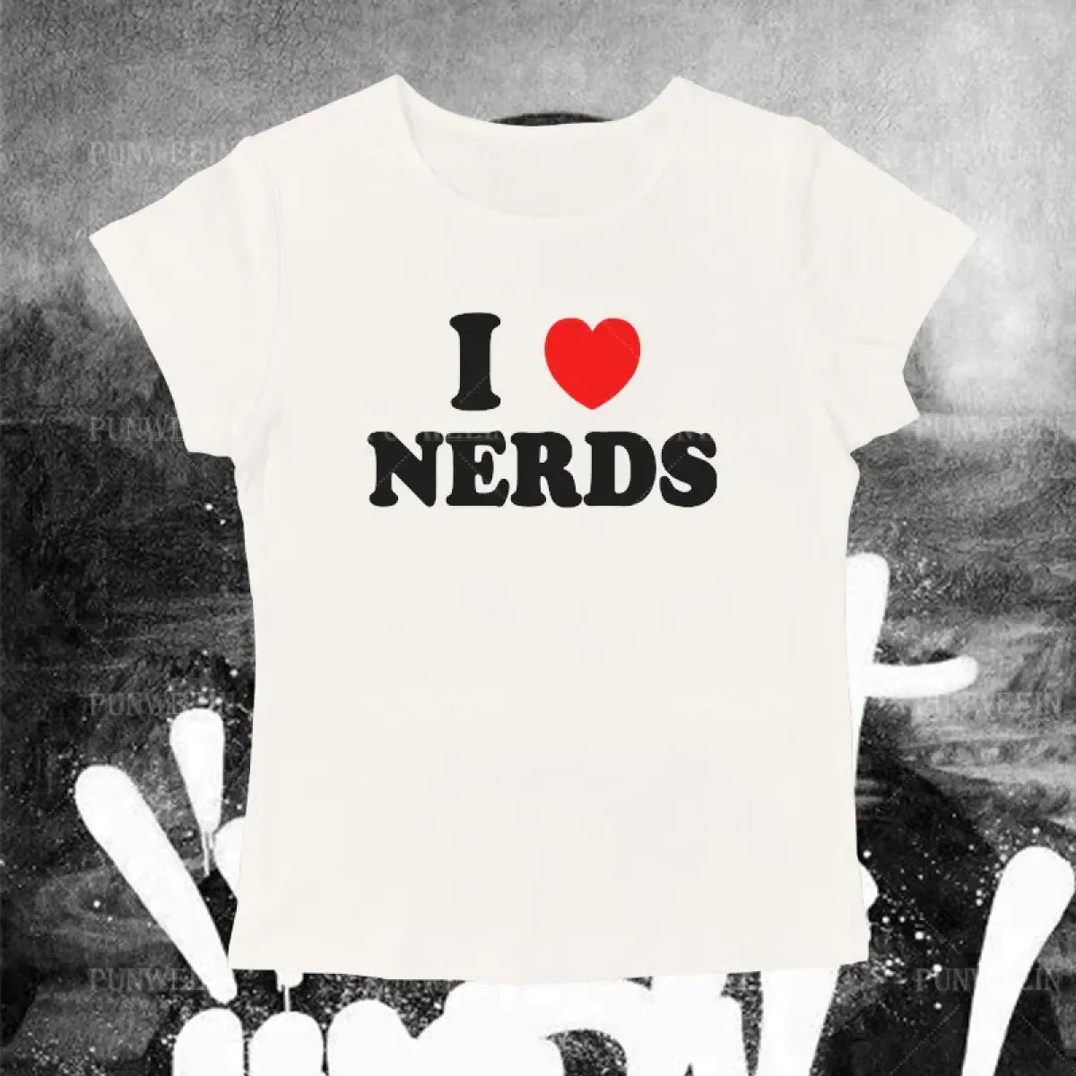 Gothic "I Love Nerds" Tee - Harajuku Crop Top