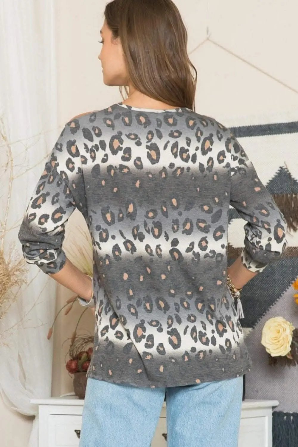 T-Shirts Love Salve Leopard Print Tee Women's Casual Long Sleeve Top, Soft
