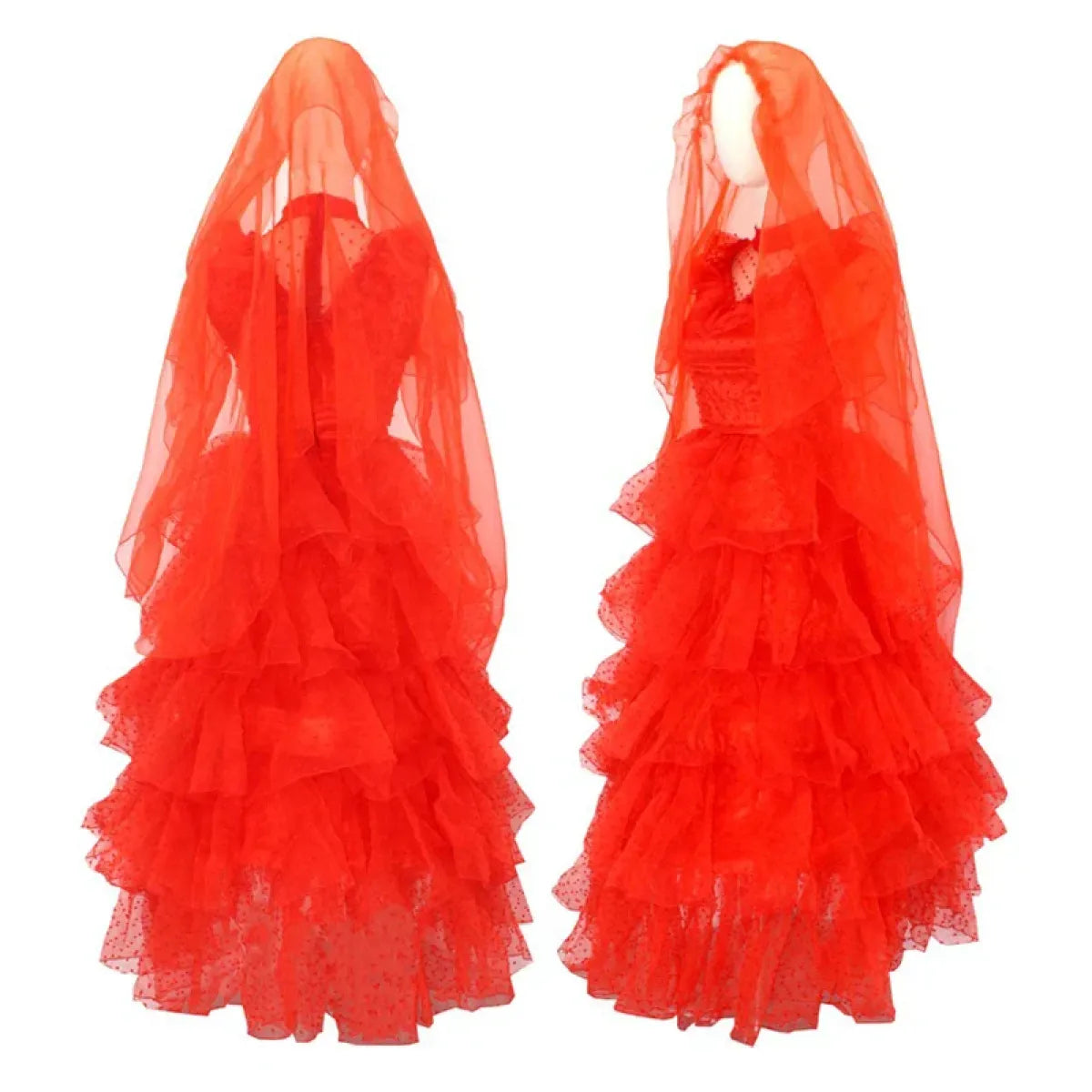 Lydia Deetz Red Wedding Dress Costume – Beetlejuice Outfit Set