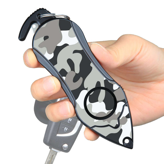 Stinger Personal Safety Alarm Keychain Emergency Tool: Siren Alarm, Seat Belt Cutter, Glass Breaker (Camouflage Black)