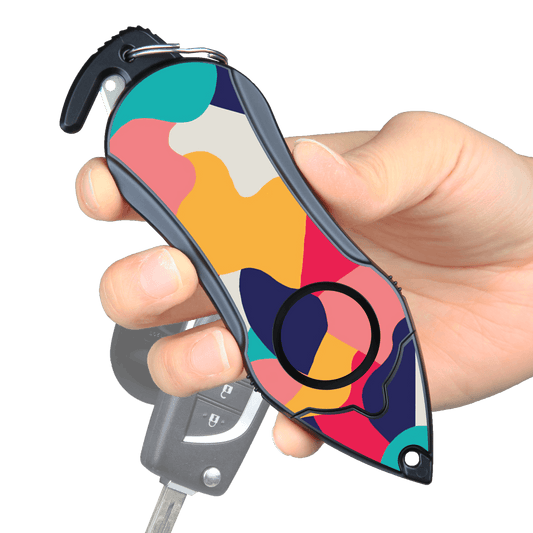 Stinger Personal Safety Alarm Keychain Emergency Tool: Siren Alarm, Seat Belt Cutter, Glass Breaker (Colorful)