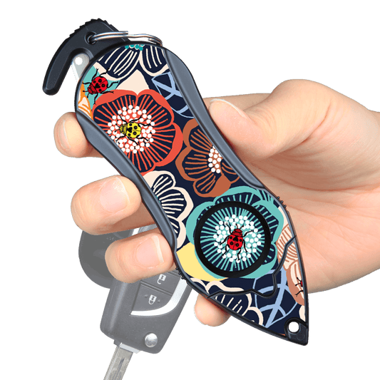Stinger Personal Safety Alarm Keychain Emergency Tool: Siren Alarm, Seat Belt Cutter, Glass Breaker (Ladybug)