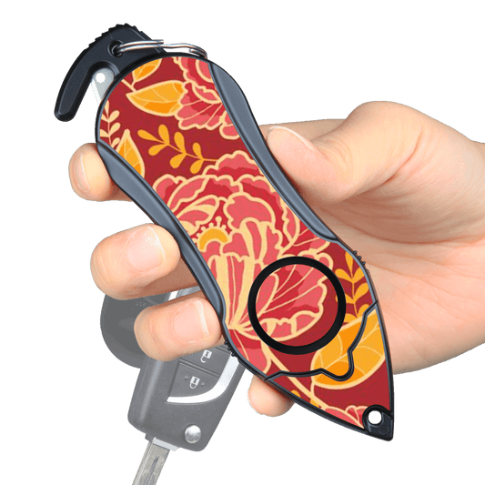 Stinger Personal Safety Alarm Keychain Emergency Tool: Siren Alarm, Seat Belt Cutter, Glass Breaker (Peony)