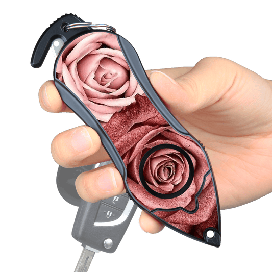 Stinger Personal Safety Alarm Keychain Emergency Tool: Siren Alarm, Seat Belt Cutter, Glass Breaker (Twin Rose)