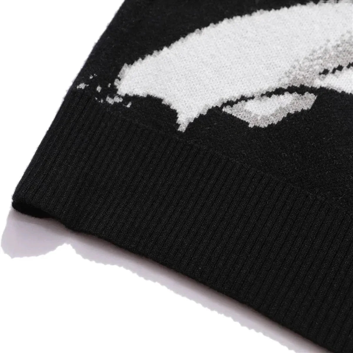 Manga Muse Knit Sweater – Monochrome Anime-Inspired Oversized Pullover