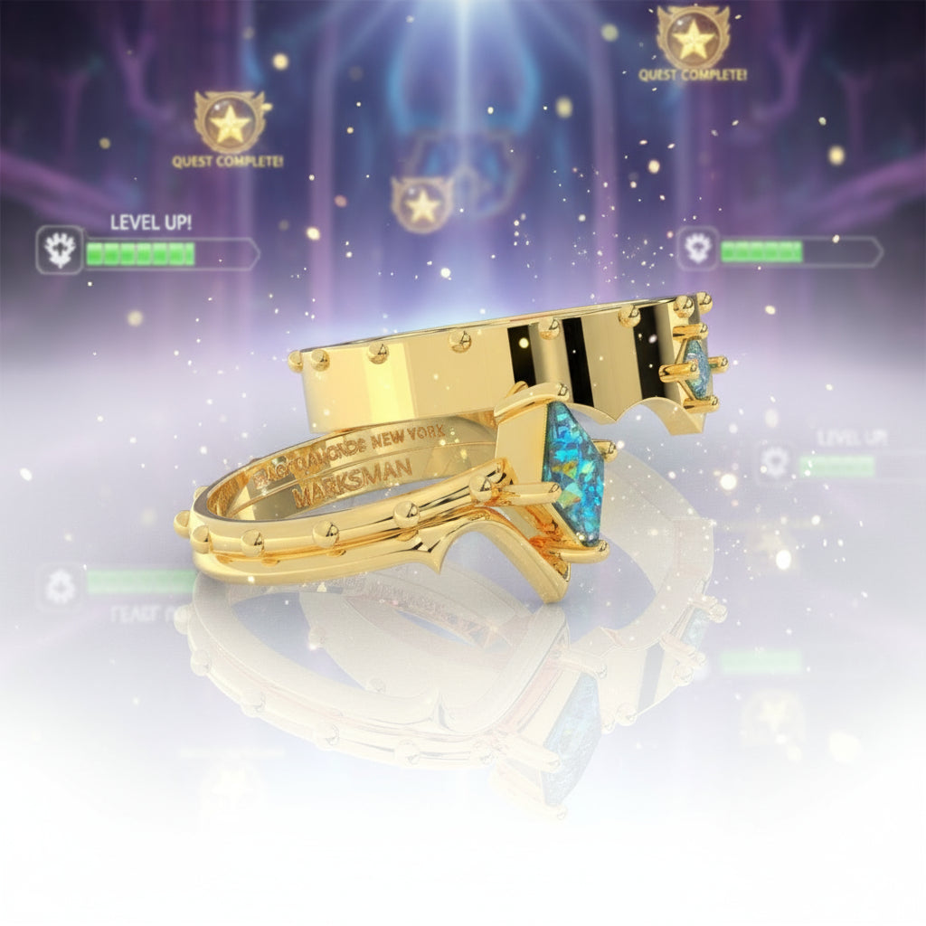 Marksman's Ring Set (Women)- 14k Yellow Gold Video Game Inspired Rings