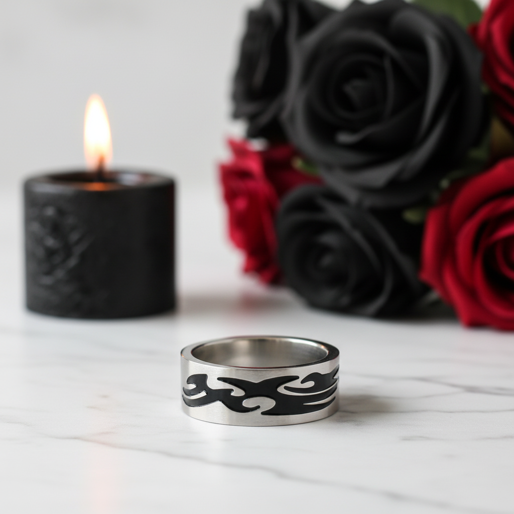 Men's Gothic Option Stainless Steel Ring Band