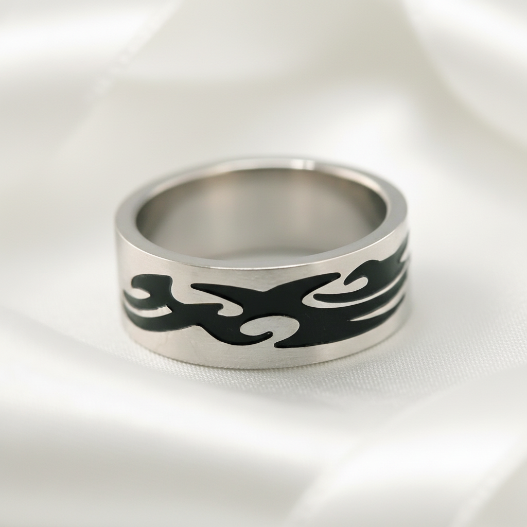 Men's Gothic Option Stainless Steel Ring Band
