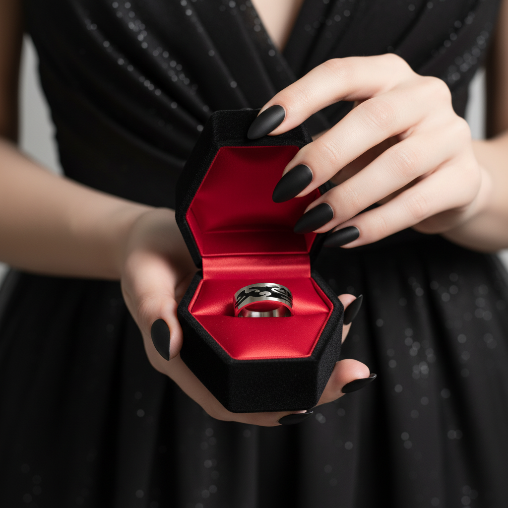 Men's Gothic Option Stainless Steel Ring Band