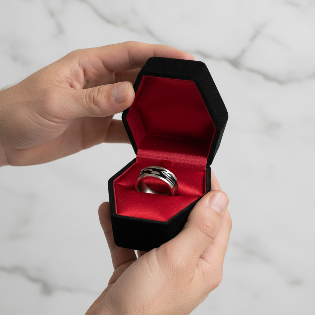 Men's Gothic Option Stainless Steel Ring Band