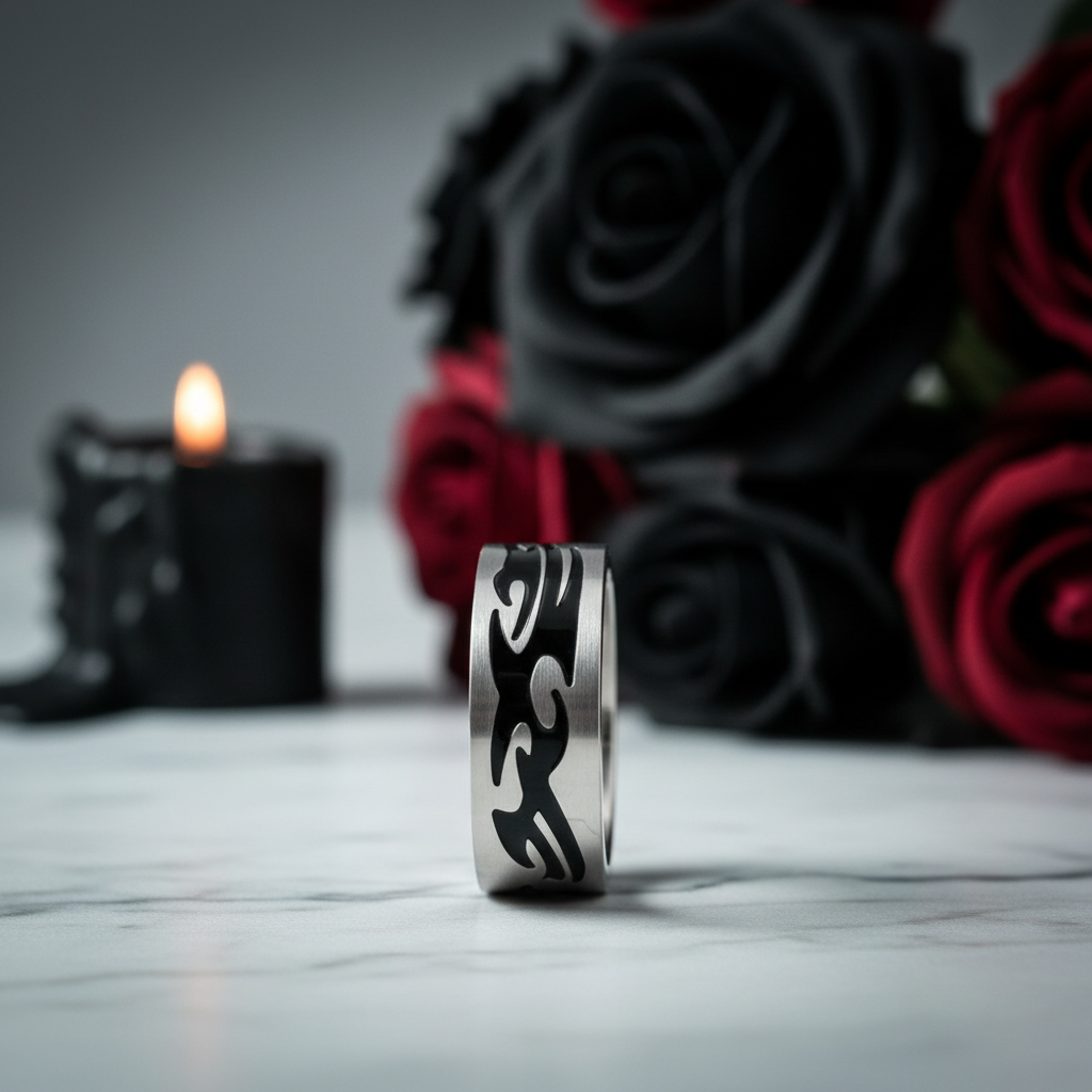 Men's Gothic Option Stainless Steel Ring Band