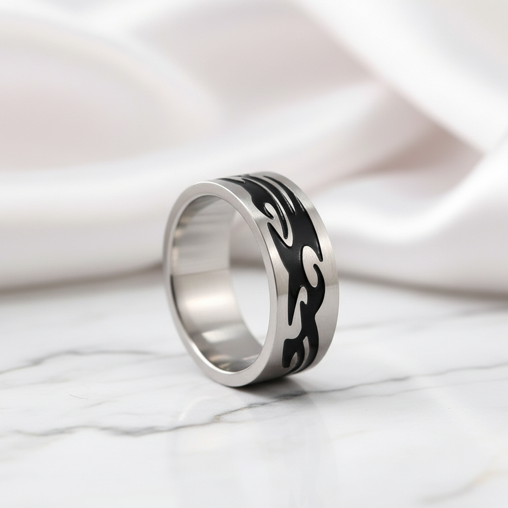 Men's Gothic Option Stainless Steel Ring Band