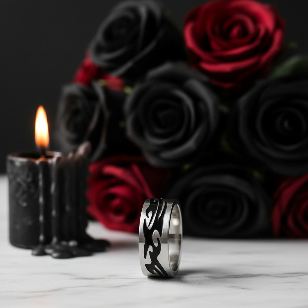 Men's Gothic Option Stainless Steel Ring Band