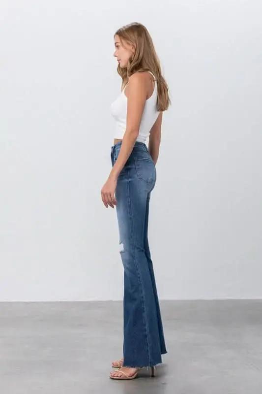 Insane Gene Dark Wash Flare Jeans Women's Contemporary Denim - Flattering Fit