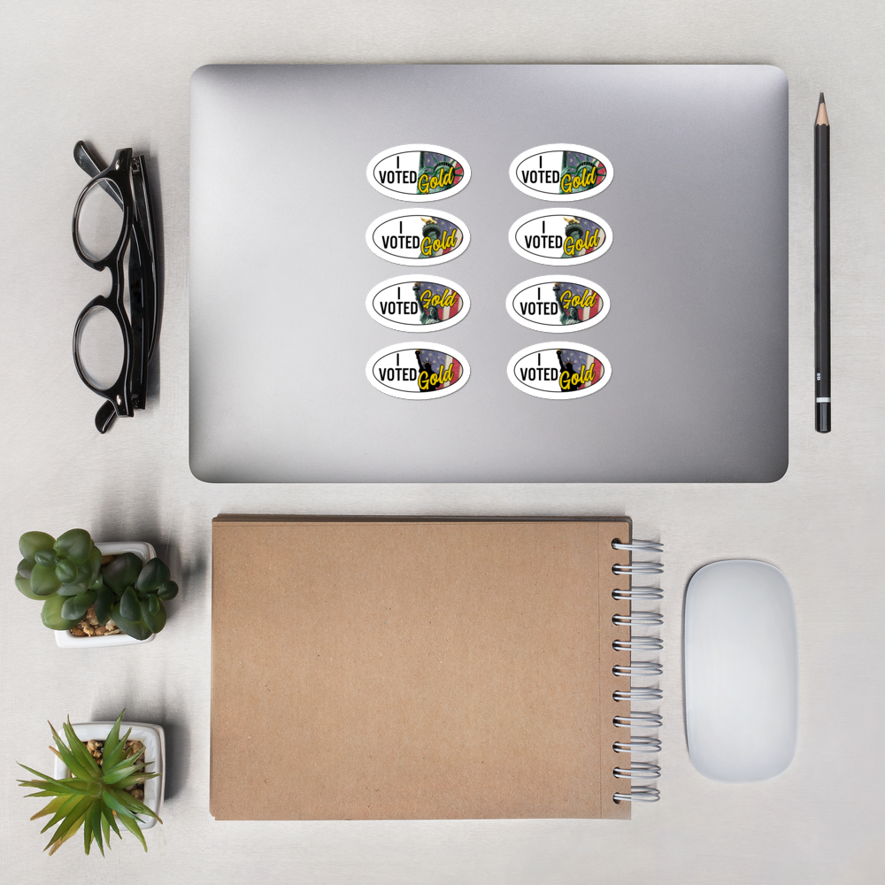 I Voted Gold - Vote Stickers 1 x 2 Ovals (Quantity 8)