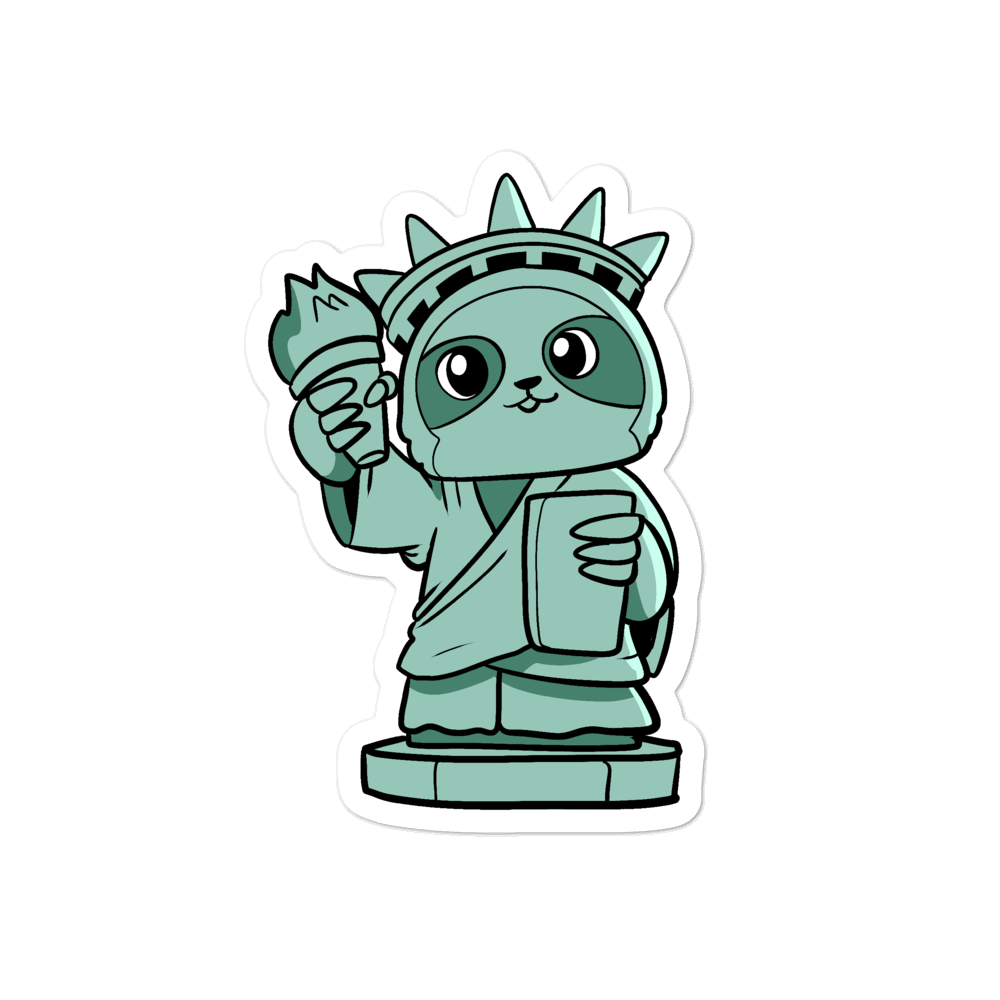 Sloth of Liberty Cartoon - Bubble-free stickers