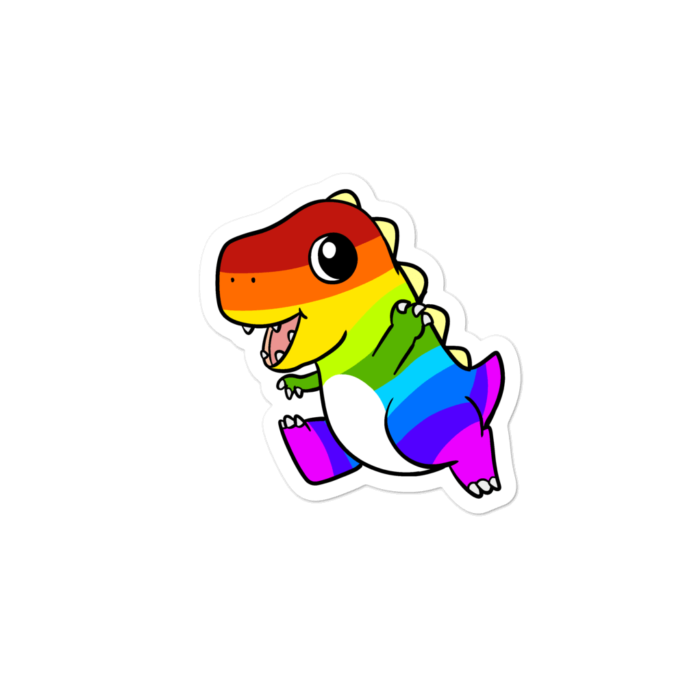 LGBTQ Tyrannosaurus Rex Cartoon - Bubble-free stickers