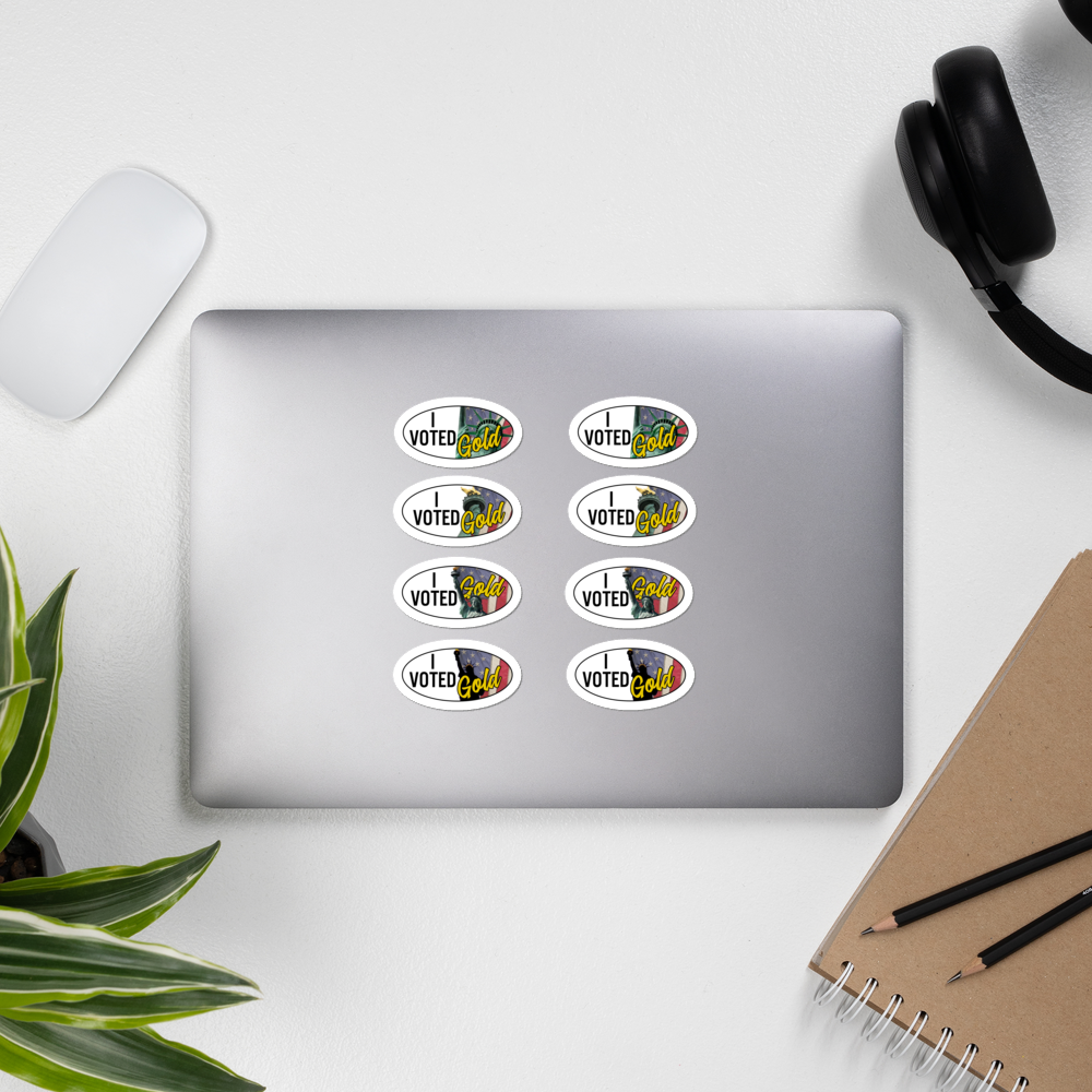I Voted Gold - Vote Stickers 1 x 2 Ovals (Quantity 8)