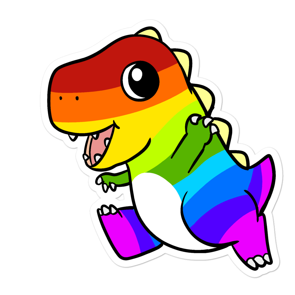 LGBTQ Tyrannosaurus Rex Cartoon - Bubble-free stickers