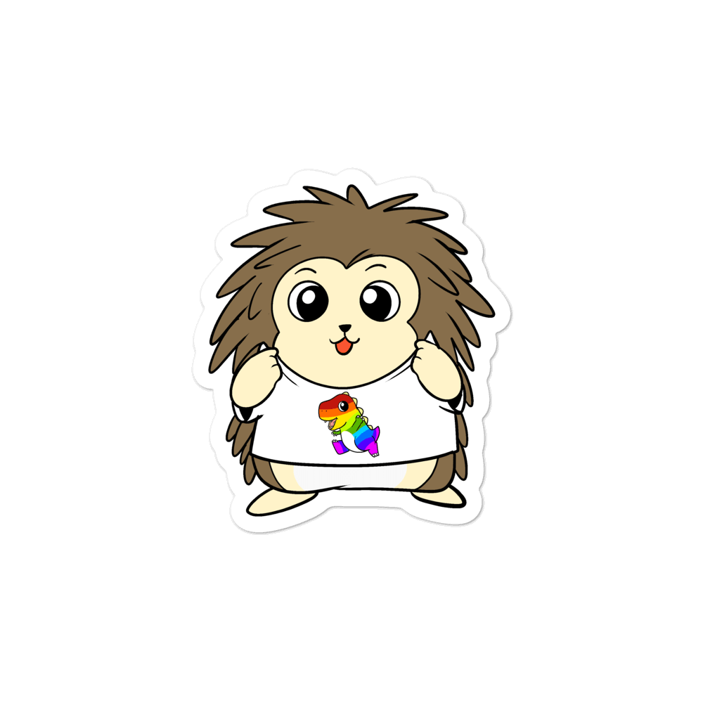 LGBTQ Tyrannosaurus Rex Cartoon Porcupine - Bubble-free stickers