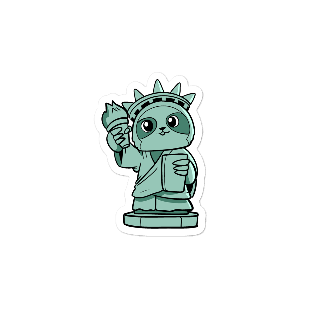Sloth of Liberty Cartoon - Bubble-free stickers